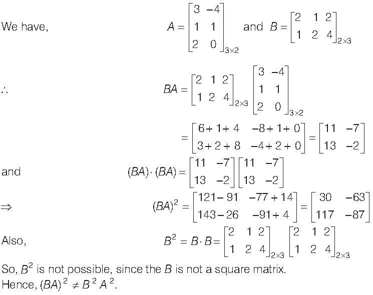 Matrices Class 12 Mathematics Important Questions