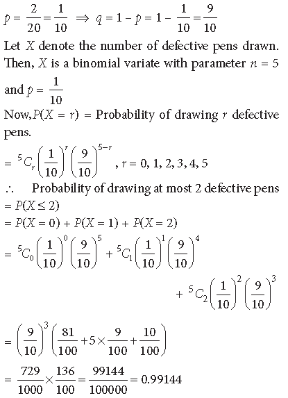 Exam Question for Class 12 Mathematics Chapter 13 Probability